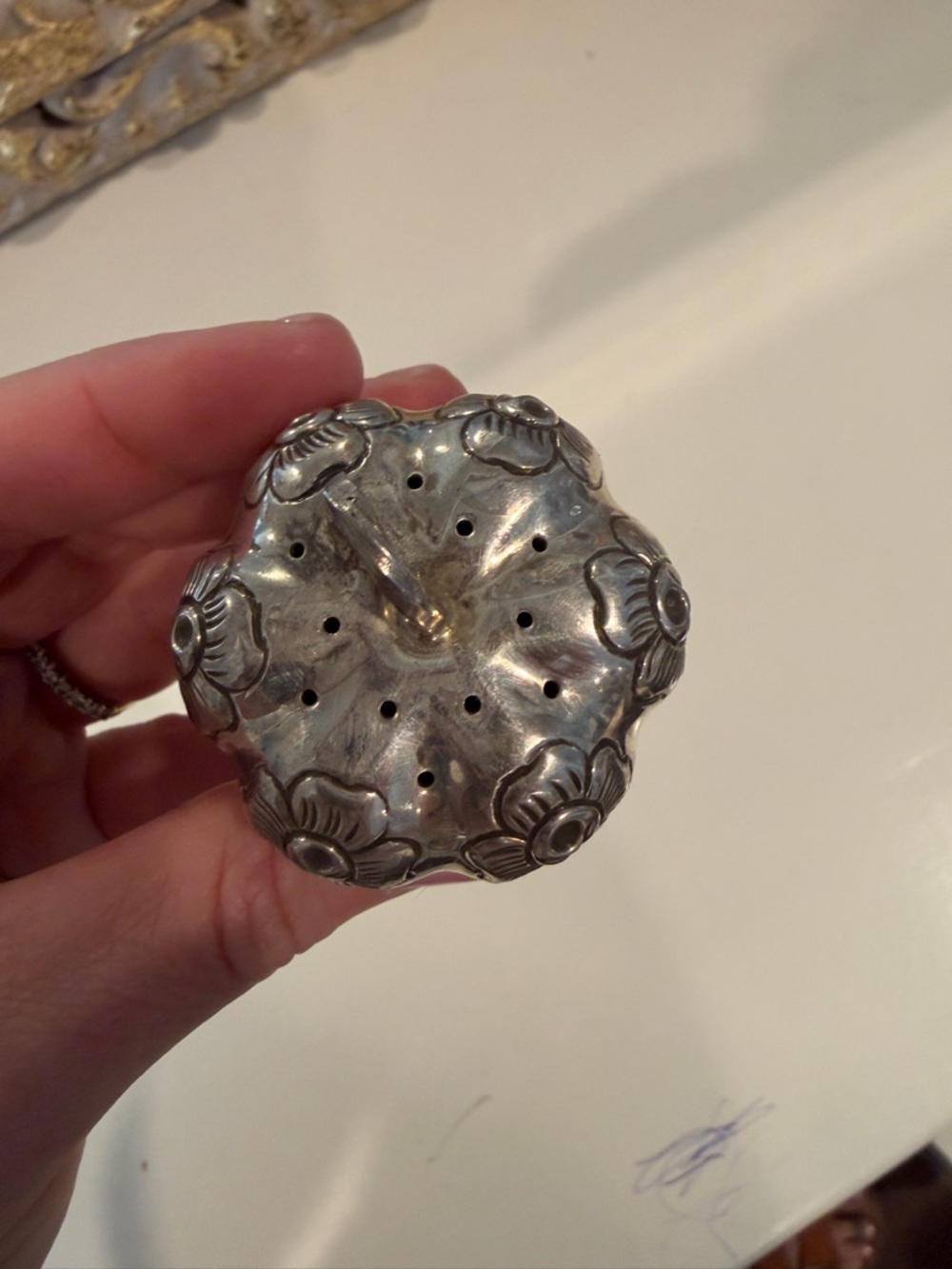 Silver antique salt shaker Floral Decorative Pumpkin Accent - Picture 6 of 6